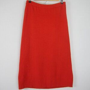 Vtg IB Diffusion Women Medium Red Lambswool Angora Knit Skirt Midi Straight